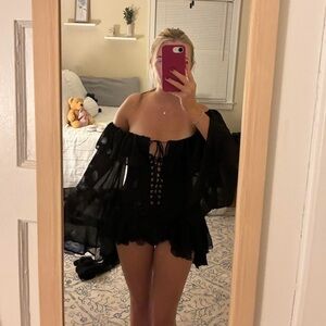 Lace Up Corset Romper